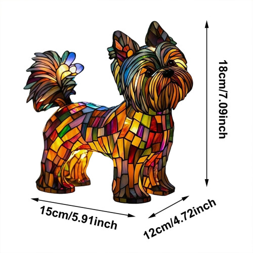 Νυχτερινό φωτιστικό LED από βιτρό Yorkshire Terrier – Συμβατό με λάτρεις των σκύλων, 2