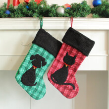Christmas Cat Stockings, Creative Black Cat Christmas Stocking Bag, Xmas Tree Hanging Candy Gift Bag for Home Holiday Xmas Party Decorations