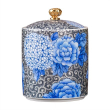 Vintage Chinese Porcelain Tea Canister, Airtight Ceramic Jar for Loose Tea & Sugar, Decorative Kitchen Storage