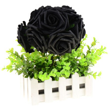Decorações de casamento "faça você mesmo", rosas artificiais com toque realista e hastes flexíveis de arame para flores de espuma preta,