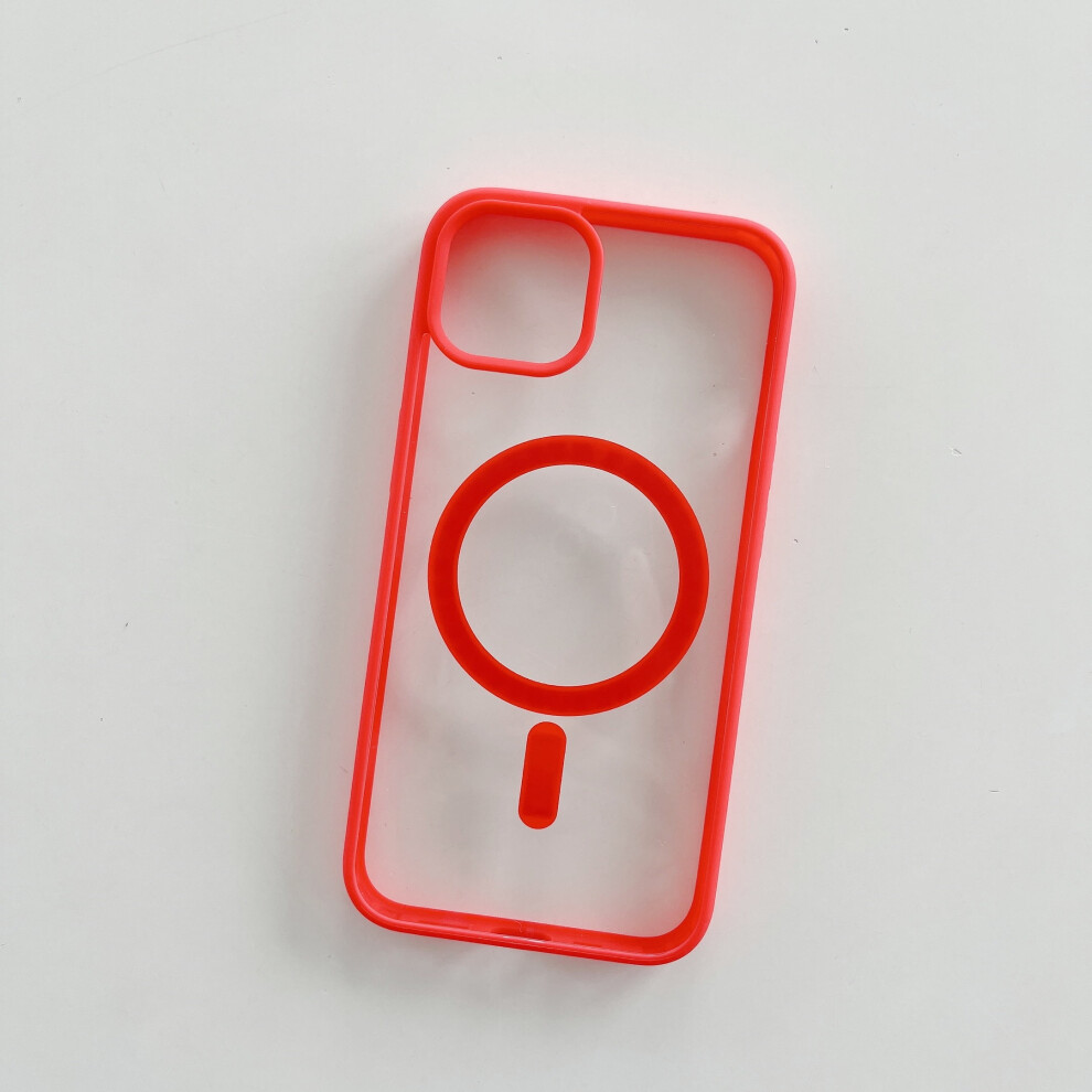 Magnetic Iphone 12 Mini Case Â Magsafe Compatible, Wireless Charging, Anti-Scratch, Shockproof, Clear, Four-Corner Cushion, Red 9485826674696