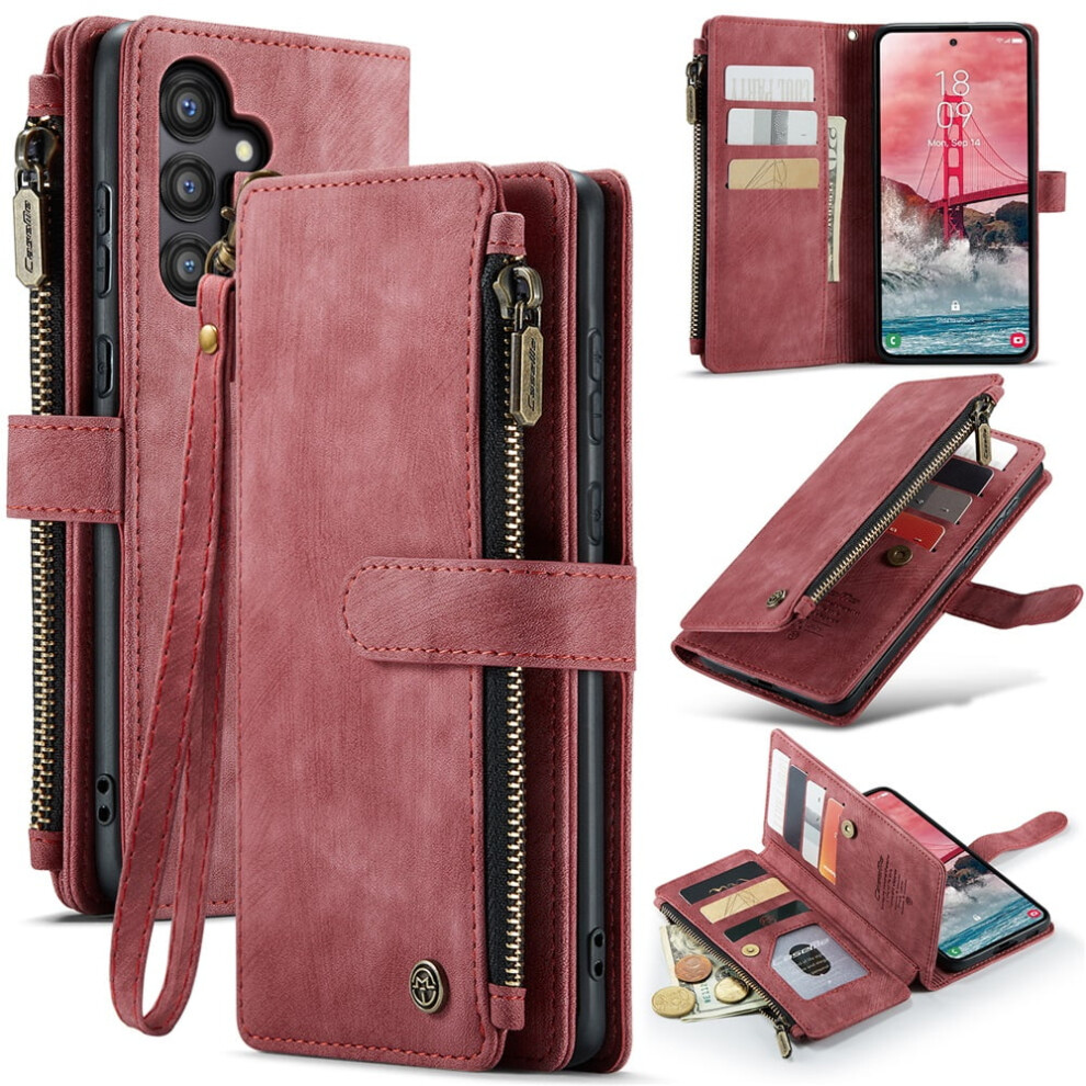Caseme Wallet Case For Compatible With Samsung Galaxy A55 5GâPu Leather, Magnetic Flip, Lanyard, Zipper Card Holder, 6.6" 9313598261328