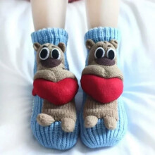 Women's Christmas Cartoon Animal Wool Socks Blue