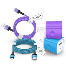 Conjunto com 2 carregadores USB + 2 cabos (1,8 m/3 m) – Compatível com iPhone 14/13/12