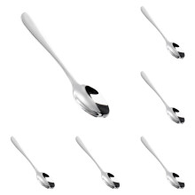 5 inch roestvrijstalen eetlepels met ronde rand, geschikt als theelepel, dessertlepel, koffielepel, serveerlepel of kooklepel, zilverkleurig (6 stuks)