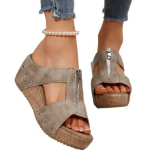 Willtoo Orthopedic Wedge Sandals for Women – Comfortable Open-Toe Platform with Front Zipper, Slingback & Soft Cushion Footbed – Compatible with