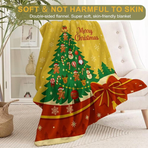 Διακοσμητική κουβέρτα Coziest, δέντρο και μελόψωμο με τάρανδο, διακόσμηση με 2