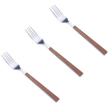 3PCS Wooden Handle Stainless Steel Dinner Fork, 6.29in Durable Cutlery with Smooth Grip, Ideal for Sandwiches, Fruits & Home/Outdoor Dining