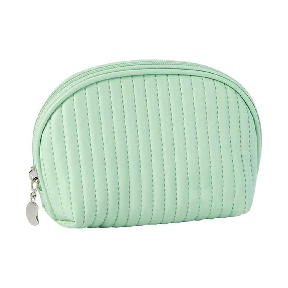 Light/Green Leather Mini Makeup Bag, Waterproof Travel Cosmetic Pouch For Women, (5.51"X2.75"X4.53") Â Compatible With All Small Essentials