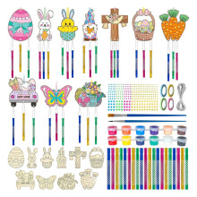 Kit de carillon éolien lapin de Pâques – Bricolage en bois à peindre soi-même pour une fête de printemps, une salle de classe et une