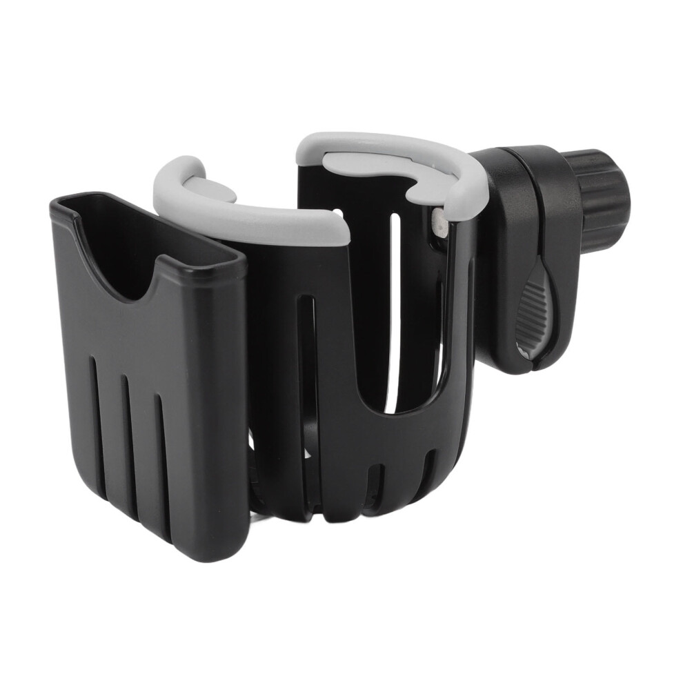 2-in-1 Stroller Cup & Phone Holder – Universal Bottle & Drink Holder for Strollers, Walkers, Bikes, Treadmills – Black/Gray