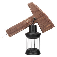 Vintage Industrial Lighting, Elegant Cylindrical Rustic Wood Metal Sconce For Corridor, Kitchen With Adjustable Chain Pendant Lamp