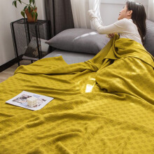 Cotton Hospital Blanket, Twin Thermal Bed Throw, Breathable & Soft, All-Season Use, Yellow 60x40in