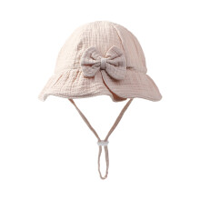 Willtoo Baby Solid Color Cotton Bow Sun Hat Basin Hat 0-12 Months Men Shade Hat Large