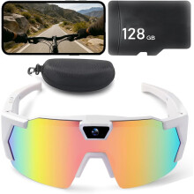 4K HD POV Baseball Glasses with Camera, Lightweight Sports Audio Recording Sunglasses, Compatible with iPhone/Android