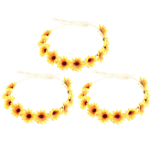 Tiara de flores amarelas, 3 peças, 28 cm (11 polegadas)