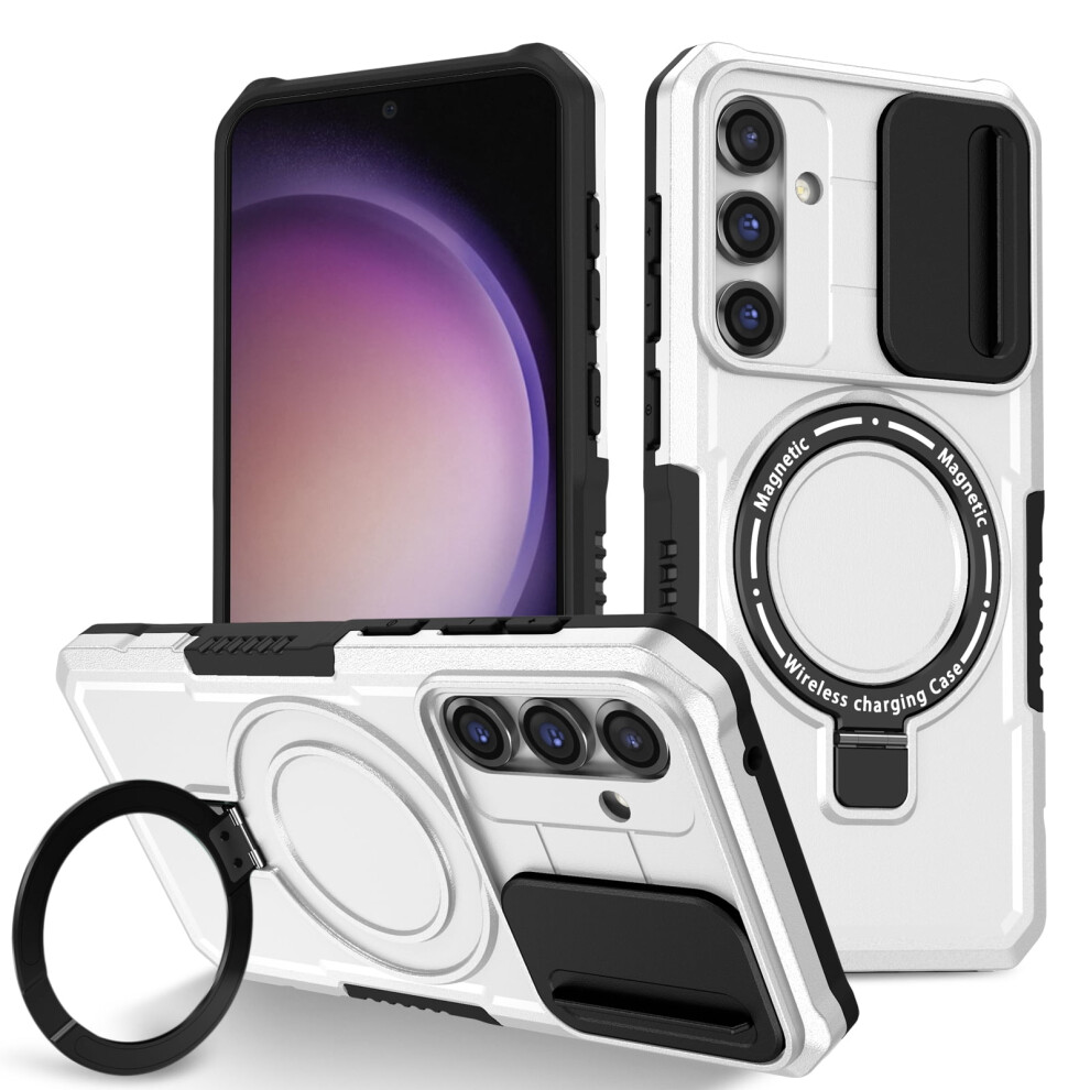 Allytech Magnetic Case For Samsung Galaxy S24 Fe 5G Â Lens Slide Cover, Non-Slip, Military-Grade, Slim, Shockproof, Ring Stand, Wireless Charging 9418476738678