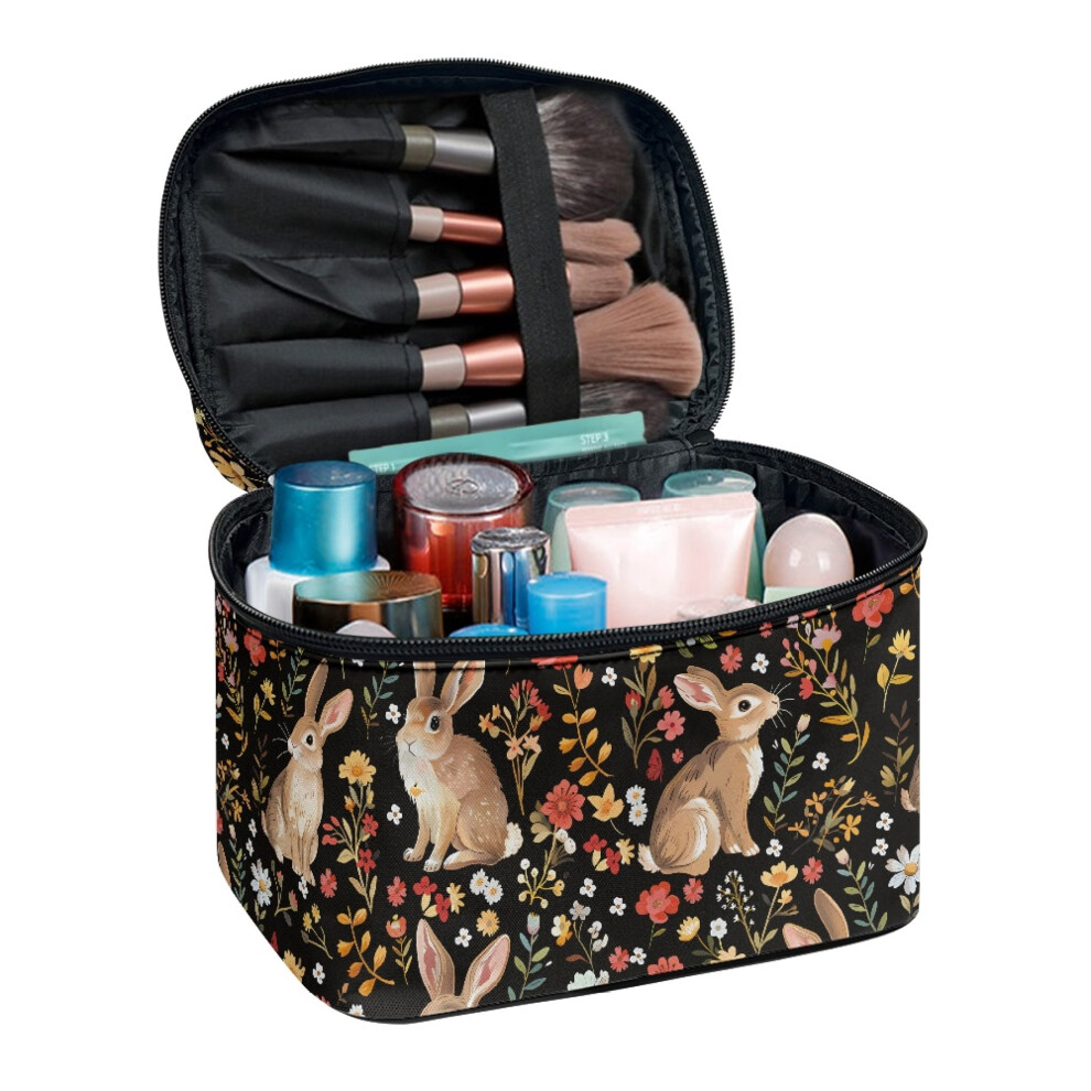 Cosmetic & Toiletry Organizer Handy Rabbit and Floral Pattern Storage Pockets Polyester Lightweight Large Capacity Portable Hanging Organizer Friends