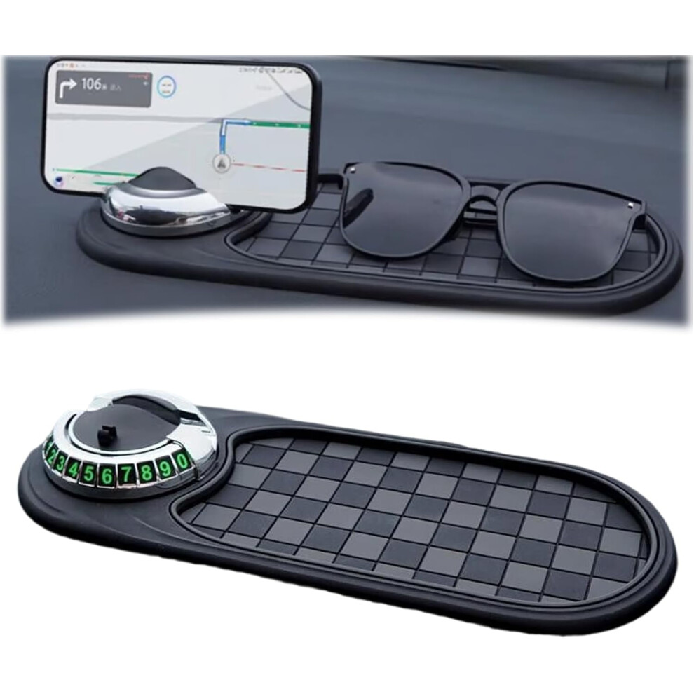 Guideline Phone Holder & Anti-Slip Car Mat With Parking Number, Non-Slip Dashboard Organizer For Sunglasses, Keys, Gadgets 9418476738180