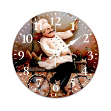 Funny Chef-on-Bike Retro Wall Clock, Mute & Battery-Powered – Compatible with Home, Living Room, Kitchen, Office Decor