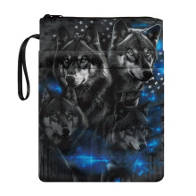 Polyester Book Sleeve for Readers Book Organzoer Holder with Washable Protector Wrap Bag Book Carrying Case for Notebook Wolf Stars