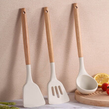 3-Piece Silicone Cooking Set: Heat-Resistant Turner & Non-Stick Spatulas with Wooden Handles, Ideal for Frying, Baking, Flipping – Compatible with