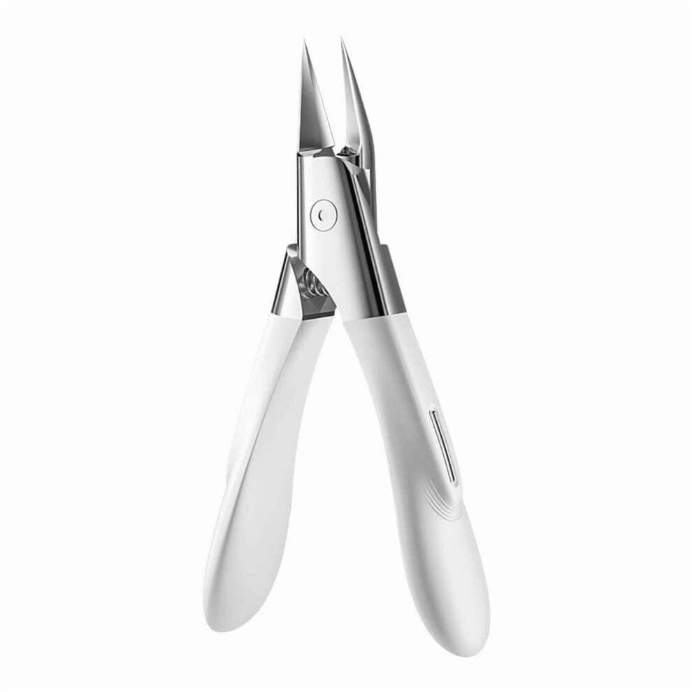 White Heavy Duty Ingrown Toenail Clippers, Professional Trimmer For Thick & Ingrown Nails, Compatible With Sharp Curved Blade,