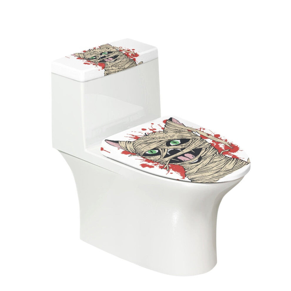 Injured Cat Pattern Durable Lid Cover Set For Toilet Fits All Toilet Shapes Elastic Fabric, Stretch, Soft 17X21 Inches 9181073494154