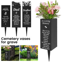 Cemetery Vase Memorial Flower Holder with Spike Black Cemetery Flower Holder Memorial Sympathy Present for Grave Burial Ground Lawn Yard Funeral