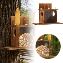 Mangeoire à écureuils en bois robuste de 24 x 35 cm – Plateforme pour jardin/cour extérieure