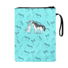 Book Sleeve Protector Pouch with Zipper Lightweight Polyester Protector Wrap Bag for Readers Stationery, Accessories 11.4 Inch X 8.66 Inch Huskies