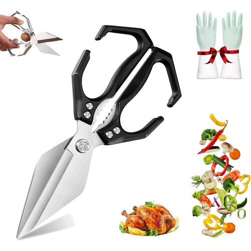 Heavy-Duty Multifunctional Kitchen Shears, compatible with Sharp Stainless Poultry Scissors, Dishwasher Safe, Cut Chicken/Turkey Bones