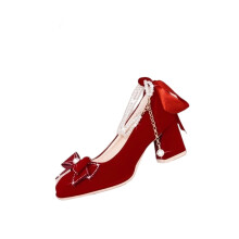 Willtoo Women's Red Wedding Shoes: Low Block Heel Bridal Pumps for Bride & Bridesmaid (Fall) Red