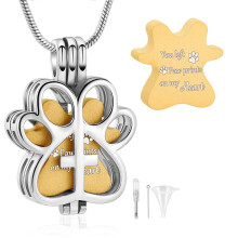 Openable Pet Urns For Dogs/Cats - Personalized Paw Print Pet Urn Necklace for Ashes Memorial Keepsake Jewelry for Pet/Dog's/Cat's Ashes