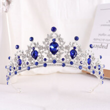 Dark Blue Crystal Rhinestone Wedding Tiara for Bride, Princess, Queen – Bridal Crown Headband for Prom, Pageant, Halloween & Birthday (Compatible