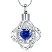 Love Knot Urn Necklaces for Ashes with Birthstone Ashes Cremation Jewelry Urns Pendant for Human / Pet Memorial Keepsake Jewelry for Loved One