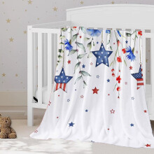4th of July Flannel Blanket 27.56x39.37Inch Patriotic American Flag Design, Super Soft Red White Blue Throw for Independence Day Celebrations
