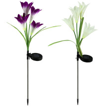 Lampes de patio écoénergétiques, lampes solaires en forme de lys, veilleuses décoratives d'extérieur pour patio, jardin et allée (2 pièces,