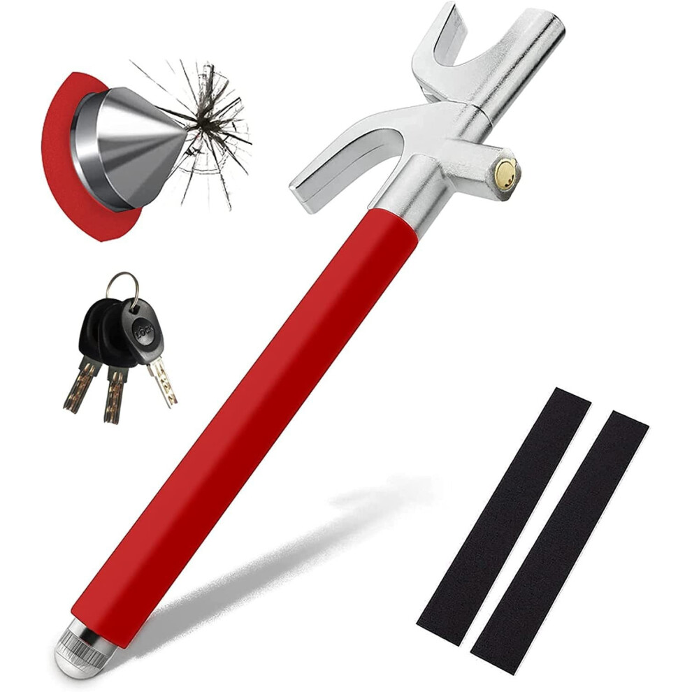 Steering Wheel Lock With 3 Keys & Escape Hammer, Universal Vehicle Immobilizer, Compatible With Truck/Suv/Van 9193271885733
