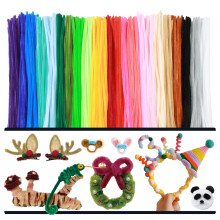 300 PCs Chenille Stem Pipe Cleaners Craft Kit (3 Colors) – Thick Fuzzy Bendable DIY Supplies for Holiday Decor, Kids Crafts, Floral Art –