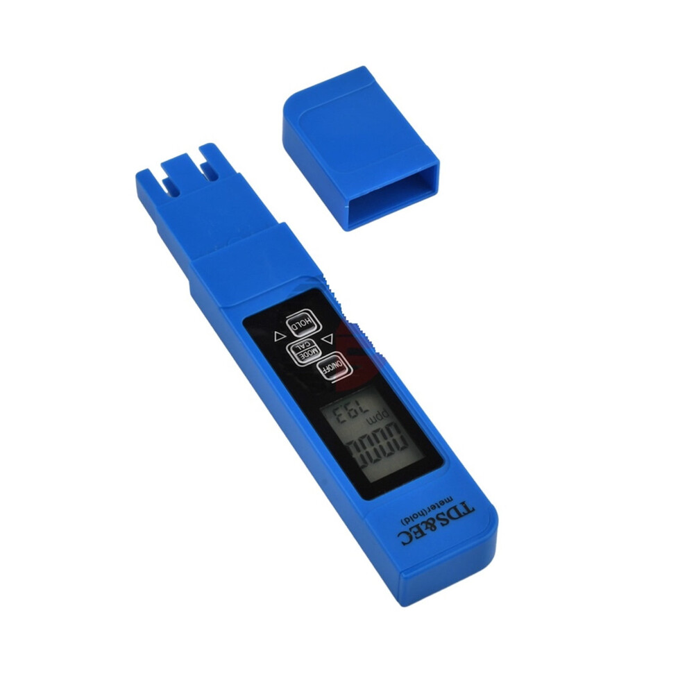 TDS/EC/TEMP Water Quality Tester Detection Conductivity Temperature Tester Backlit Blue Meter 0-9999ppm 0-9999us/cm Test,Multifunctional