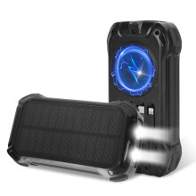 Huayusheng 49800mAh Solar Power Bank, 22.5W PD Fast Charging, Built-in 4 Cables & 15W Wireless Charging, LED Flashlight—Compatible with