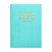 2026Vecko- och månadsplanerare (jan–dec 2026), A7, läderomslag, tjockt papper, kalenderklistermärken, grön (4,1x3")