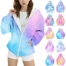Trendy Gradient Zip-Up Hoodies for Girls 4-15, Thermal Long Sleeve Sweatshirts – Fall/Winter Cold Weather