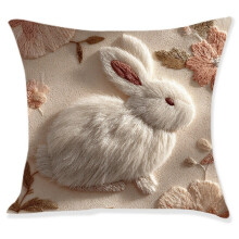 Easter Throw Pillow Cover 18x18 Farmhouse Bunny Embroidered