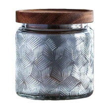 Glass Butter Jar Cubic Textured Glass Jars for Home Kitchen Storage Candy Honey Flavors