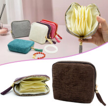 Compact Travel Jewelry Case with Zipper – Multi-Layer Organizer for Bracelets, Rings & Earrings (4"x5", 1pc)