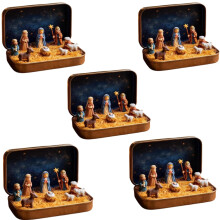 Mini Christmas Nativity Set Religious Decoration 5 Pieces