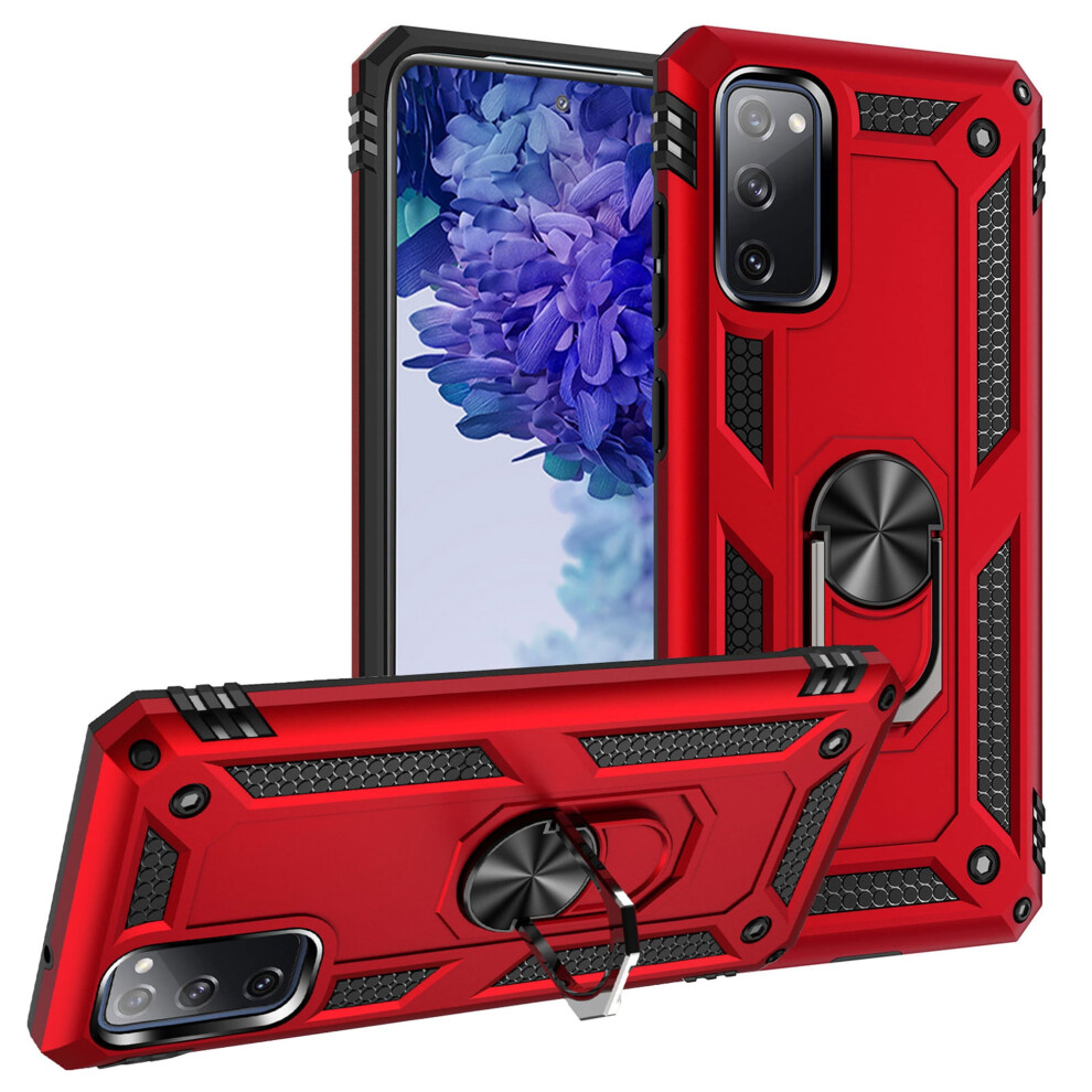 Compatible With Samsung Galaxy S20 Fe Case: 360 Rotating Ring Holder, Rugged Shockproof Magnetic Car Mount & Kickstand Â Red 9313598262950