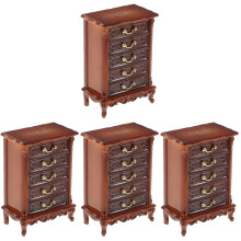 4Pcs Brown Mini House Display Cabinets Perfect for Model Decoration